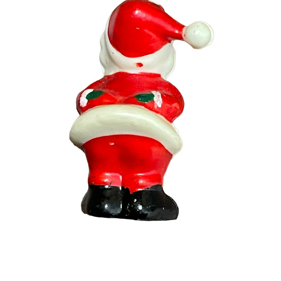 Vintage Santa Plastic Mold Figurine 2" Whistling Hands Behind Back Christmas - Picture 2 of 6